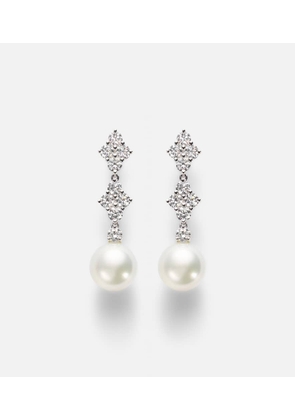 Mikimoto 18kt white gold drop earrings with pearls and diamonds