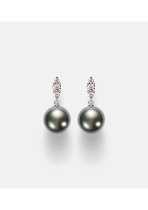 Mikimoto 18kt white gold drop earrings with pearls and diamonds