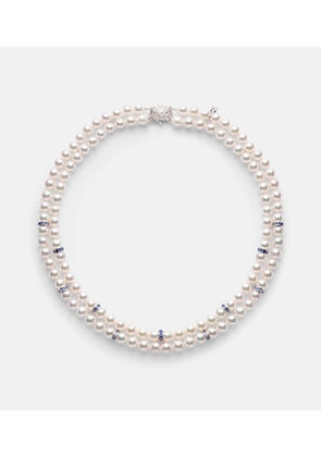 Mikimoto 18kt white gold necklace with Akoya pearls and sapphires