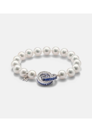 Mikimoto 18kt white gold bracelet with sapphires and pearls