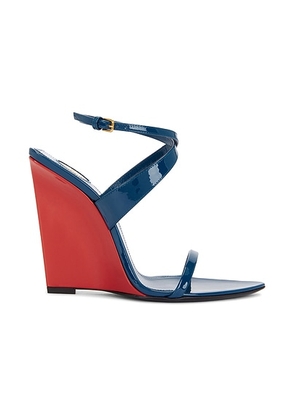 Saint Laurent Wedge Sandal in Duck Blue - Blue. Size 36.5 (also in 37, 38).