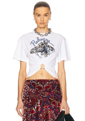 RABANNE Graphic Tee Shirt in White - White. Size XS (also in ).