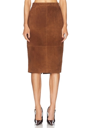 Retrofete Marcella Suede Skirt in Cinnamon - Brown. Size L (also in ).