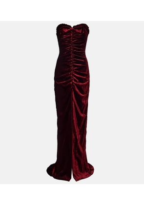 Alessandra Rich Bow-detail ruched velvet gown