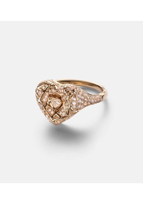 Kamyen 18kt gold pinky ring with diamond
