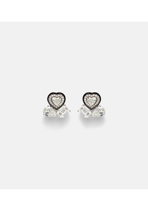 Kamyen Cluster Heart 18kt white gold earrings with diamonds