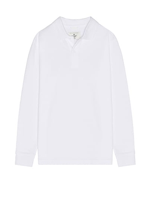 Reigning Champ Academy Long Sleeve Polo in White - White. Size XL/1X (also in ).