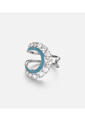 Kamyen Moonlight 18kt white gold ring with diamonds and enamel