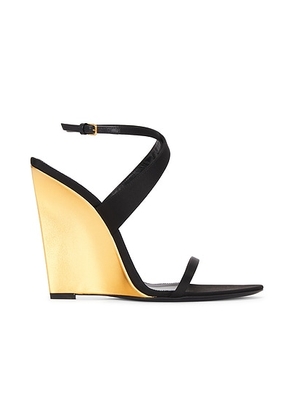 Saint Laurent Wedge Sandal in Noir - Black. Size 36 (also in 39, 41, 37, 38, 36.5).