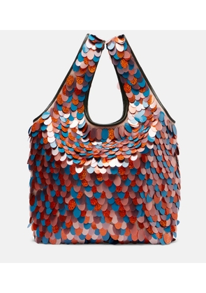 Dries Van Noten March Large leather-trimmed sequined tote bag