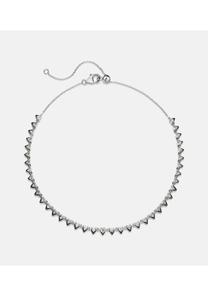 Kamyen Heart 18kt white gold and enamel choker with diamonds