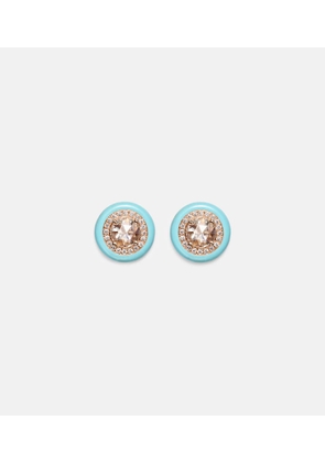 Kamyen 18kt rose gold and enamel earrings with diamonds