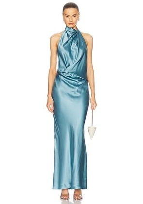 The Sei Halter Drape Bias Dress in Dusty Blue - Blue. Size 8 (also in ).