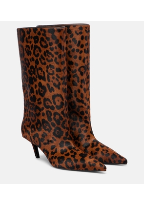 Amina Muaddi Fiona 60 leopard-print calf hair ankle boots
