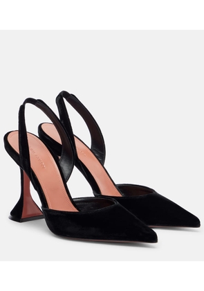 Amina Muaddi Holli 95 velvet slingback pumps