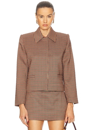 SEROYA Jessamine Jacket in Camel Houndstooth - Brown. Size S (also in ).