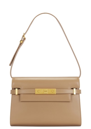 Saint Laurent Small Manhattan Shoulder Bag in Dark Toffee - Brown. Size all.