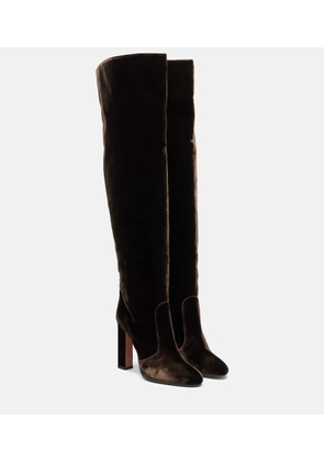 Aquazzura Joplin 105 velvet knee-high boots