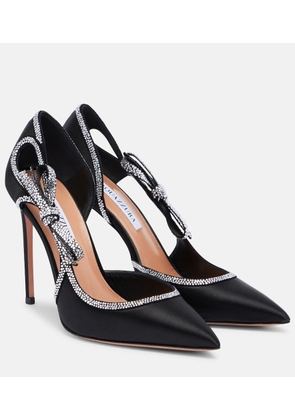 Aquazzura Soave Crystal 105 embellished satin pumps