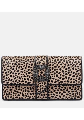 Manolo Blahnik Capri embellished calf hair clutch