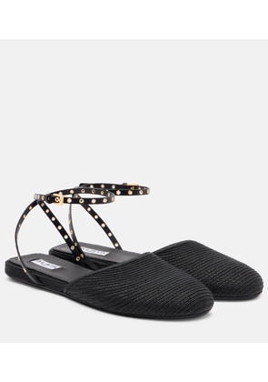 Alaia Leather-trimmed slingback flats