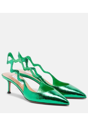 Aquazzura Artiste 50 metallic leather slingback pumps