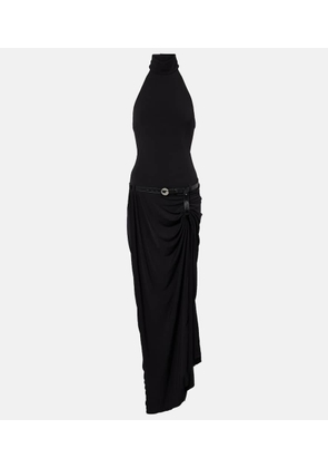 Coperni Belted asymmetric draped halterneck maxi dress