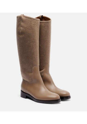 Max Mara Cashmere and leather knee-high boots