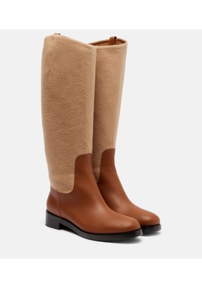 Max Mara Cavaliere leather and wool knee-high boots