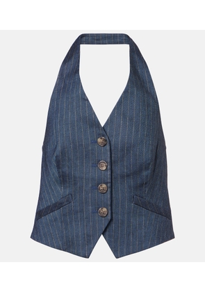 Veronica Beard Arabella pinstripe linen-blend vest