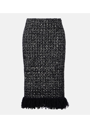 Moncler Fringed wool-blend pencil skirt
