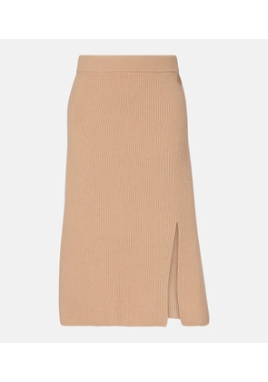 Moncler Ribbed-knit wool and cashmere midi skirt