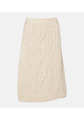 Moncler Grenoble Cable-knit wool and mohair midi skirt