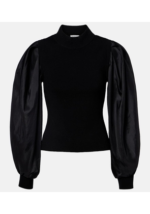 Simkhai Jackie taffeta-trimmed knitted top