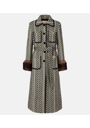 Valentino VGold shearling-trimmed wool-blend coat