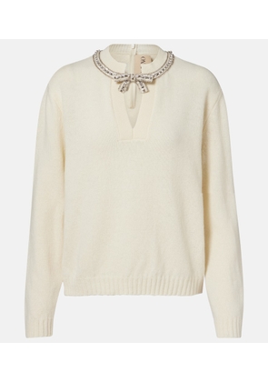 Valentino Bow-detail embellished virgin wool sweater