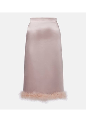 Valentino Feather-trimmed high-rise midi skirt
