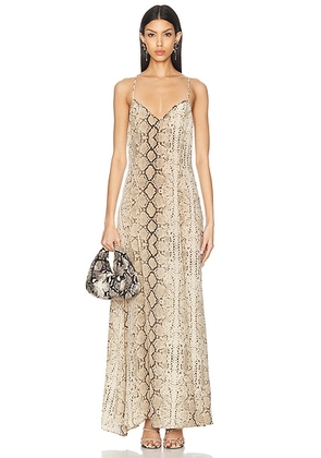 SPRWMN Bias Maxi Dress in Beige Snakeskin - Cream,Grey. Size L (also in XS).