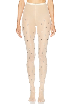 RABANNE Embellished Tights in Pink - Peach. Size 34 (also in 36, 38).