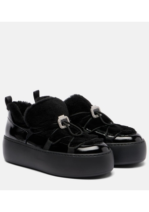 Roger Vivier Viv' Up shearling and patent leather sneakers