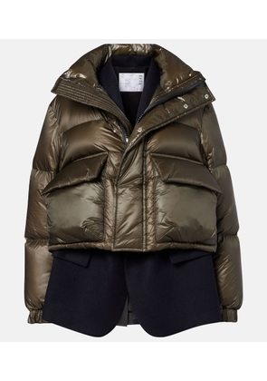 Sacai Layered wool-trimmed down jacket
