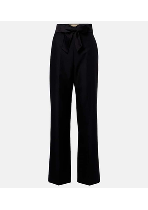 Valentino Bow-detail wool and mohair straight pants