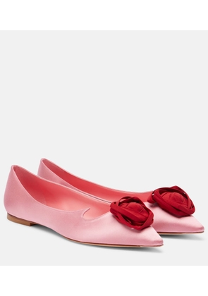 Roger Vivier I Love Viver floral-applique satin ballet flats