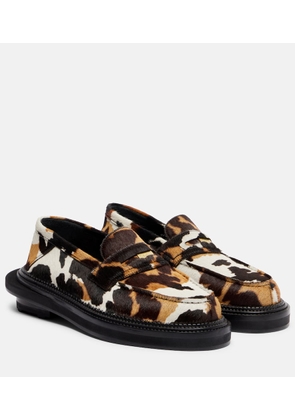Sacai x J.M. Weston 180 calf hair penny loafers