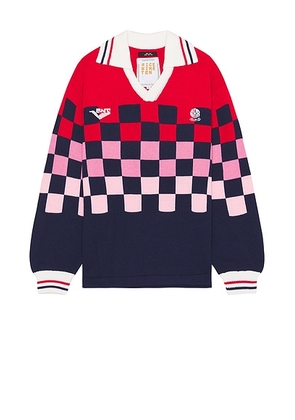Rice nine ten Knitting Checkered Soccer Jersey in Navy - Blue. Size 1 (also in ).