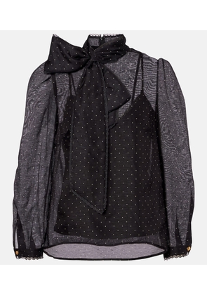 Zimmermann Polka-dot linen and silk blouse