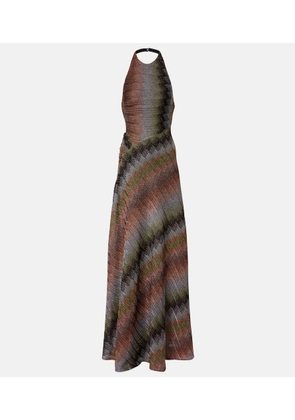 Missoni Zig Zag halterneck lame maxi dress