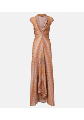 Missoni Gathered asymmetric lame maxi dress
