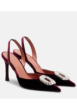 Amina Muaddi Camelia 90 velvet slingback pumps