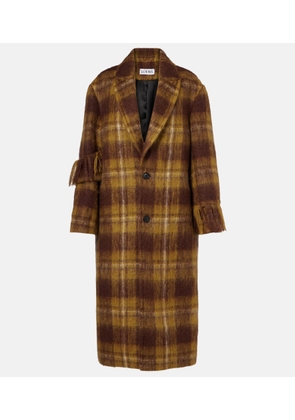 Loewe Checked fringed mohair and wool coat